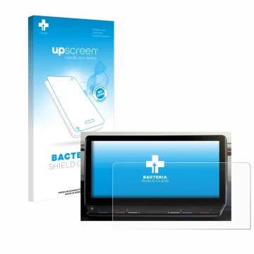 Front side of a product packaging with the brand logo upscreen. Next to it is the device Cupra Formentor 2020-2022 Infotainmen