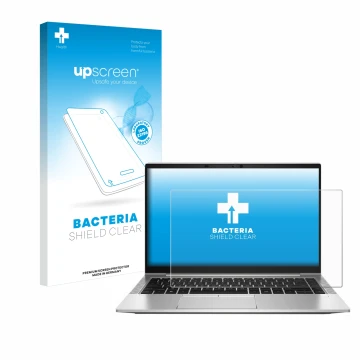 Front side of a product packaging with the brand logo upscreen. Next to it is the device HP EliteBook 845 G8 shown with the co