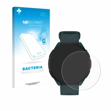 Front side of a product packaging with the brand logo upscreen. Next to it is the device Polar Pacer shown with the correspond