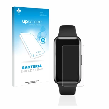 Front side of a product packaging with the brand logo upscreen. Next to it is the device Huawei Band 7 shown with the correspo