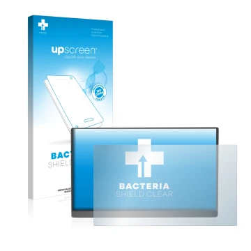 Front side of a product packaging with the brand logo upscreen. Next to it is the device Arzopa 15.6