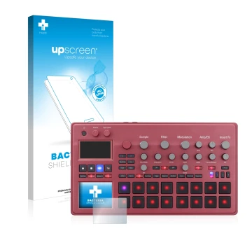 Front side of a product packaging with the brand logo upscreen. Next to it is the device KORG electribe Sampler shown with the