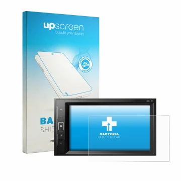 Front side of a product packaging with the brand logo upscreen. Next to it is the device Pioneer AVH-A240DAB shown with the co
