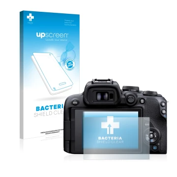 Front side of a product packaging with the brand logo upscreen. Next to it is the device Canon EOS R10 shown with the correspo