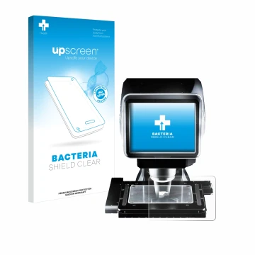 Front side of a product packaging with the brand logo upscreen. Next to it is the device Keyence LM-1100 Glass plate shown wit