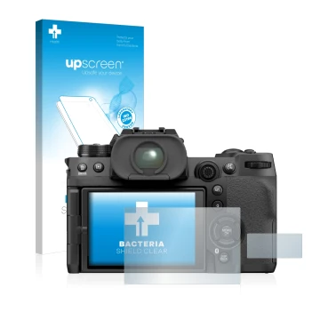 Front side of a product packaging with the brand logo upscreen. Next to it is the device Fujifilm X-H2S shown with the corresp