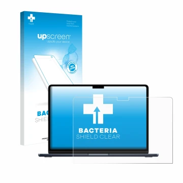 Front side of a product packaging with the brand logo upscreen. Next to it is the device Apple MacBook Air 13