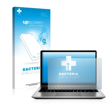 Front side of a product packaging with the brand logo upscreen. Next to it is the device HP ProBook 640 G8 shown with the corr