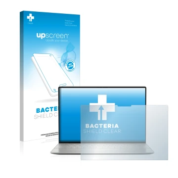 Front side of a product packaging with the brand logo upscreen. Next to it is the device Dell XPS 13 Plus 9320 Touch shown wit