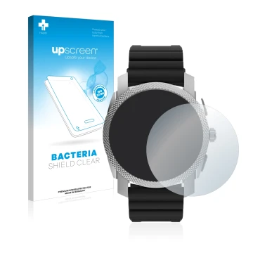 Front side of a product packaging with the brand logo upscreen. Next to it is the device Fossil Gen 6 Hybrid Machine (45mm) sh