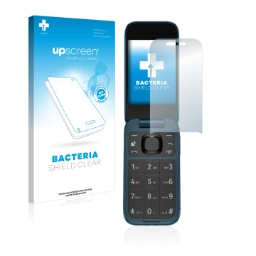 Front side of a product packaging with the brand logo upscreen. Next to it is the device Nokia 2660 Flip shown with the corres