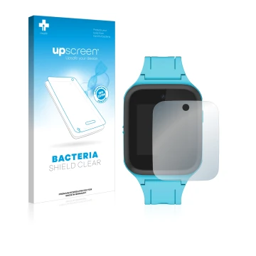Front side of a product packaging with the brand logo upscreen. Next to it is the device TCL Movetime Family Watch MT40 shown 