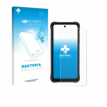 Front side of a product packaging with the brand logo upscreen. Next to it is the device Umidigi Bison 2 Pro shown with the co