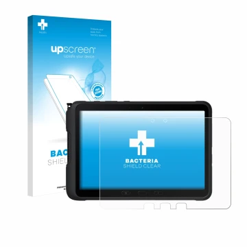 Front side of a product packaging with the brand logo upscreen. Next to it is the device Samsung Galaxy Tab Active 4 Pro shown