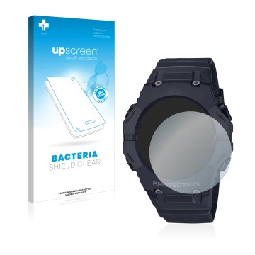 Front side of a product packaging with the brand logo upscreen. Next to it is the device Casio G-Shock GA-B001 shown with the 