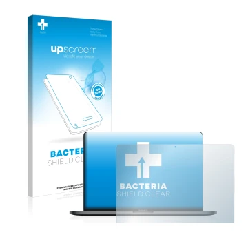 Front side of a product packaging with the brand logo upscreen. Next to it is the device Apple MacBook Pro 13