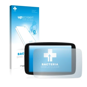 Front side of a product packaging with the brand logo upscreen. Next to it is the device TomTom GO Camper Max shown with the c