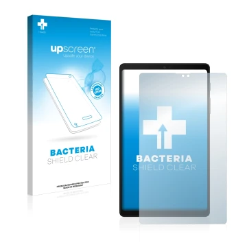 Front side of a product packaging with the brand logo upscreen. Next to it is the device Samsung Galaxy Tab A7 Lite 2022 shown