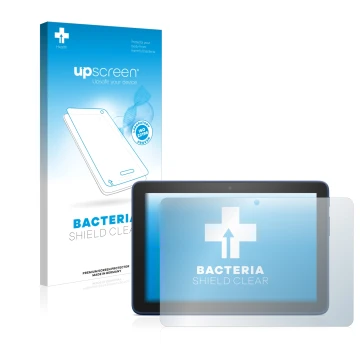 Front side of a product packaging with the brand logo upscreen. Next to it is the device Amazon Fire HD 8 2022 shown with the 