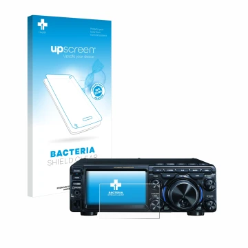 Front side of a product packaging with the brand logo upscreen. Next to it is the device Yaesu FT-710 shown with the correspon