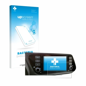 Front side of a product packaging with the brand logo upscreen. Next to it is the device Hyundai i20 2020 8