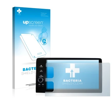 Front side of a product packaging with the brand logo upscreen. Next to it is the device Honda HR-V 2022 Navigationssystem sho