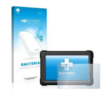 Front side of a product packaging with the brand logo upscreen. Next to it is the device Launch X-431 PROS V 8