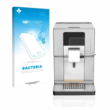 Front side of a product packaging with the brand logo upscreen. Next to it is the device Krups Intuition Experience+ EA877D10 