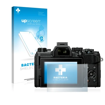 Front side of a product packaging with the brand logo upscreen. Next to it is the device Olympus OM System OM-5 shown with the