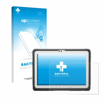 Front side of a product packaging with the brand logo upscreen. Next to it is the device Panasonic Toughbook FZ-A3 shown with 