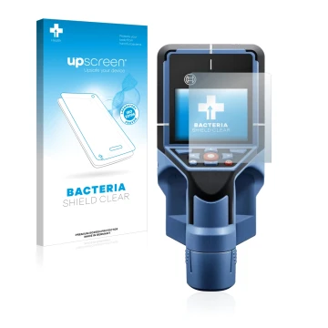 Front side of a product packaging with the brand logo upscreen. Next to it is the device Bosch D-tect 200 C Wallscanner shown 