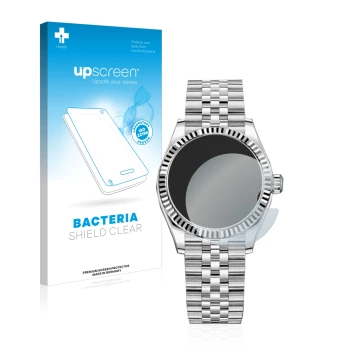 Front side of a product packaging with the brand logo upscreen. Next to it is the device Rolex Datejust 31 shown with the corr