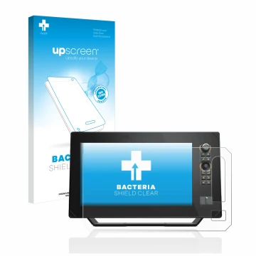 Front side of a product packaging with the brand logo upscreen. Next to it is the device Humminbird Apex 13 MEGA SI+ shown wit