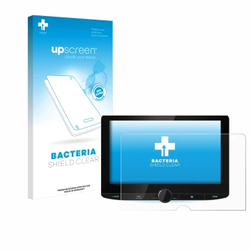 Front side of a product packaging with the brand logo upscreen. Next to it is the device Kenwood DNR992RVS shown with the corr