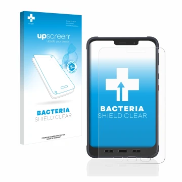 Front side of a product packaging with the brand logo upscreen. Next to it is the device Samsung Galaxy Tab Active 3 Enterpris