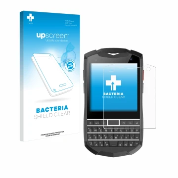 Front side of a product packaging with the brand logo upscreen. Next to it is the device Unihertz Titan Pocket shown with the 