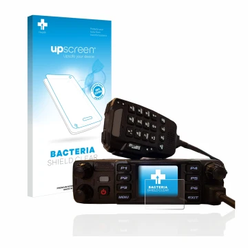Front side of a product packaging with the brand logo upscreen. Next to it is the device AnyTone AT-D578UV plus shown with the
