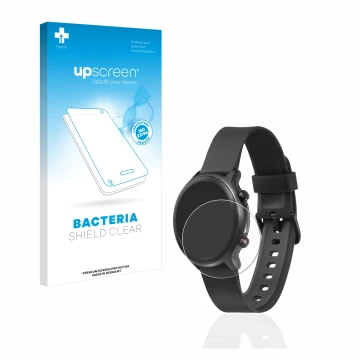 Front side of a product packaging with the brand logo upscreen. Next to it is the device Doro Watch shown with the correspondi