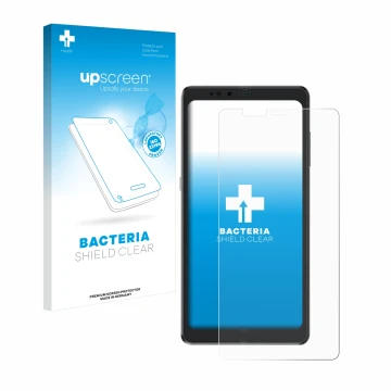 Front side of a product packaging with the brand logo upscreen. Next to it is the device Hisense A9 shown with the correspondi