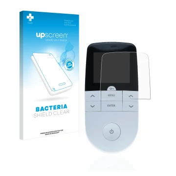 Front side of a product packaging with the brand logo upscreen. Next to it is the device Beurer EM 49 Digital TENS/EMS shown w