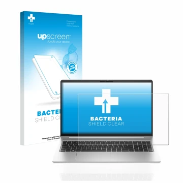 Front side of a product packaging with the brand logo upscreen. Next to it is the device HP ProBook 450 G10 shown with the cor