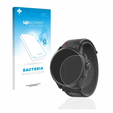 Front side of a product packaging with the brand logo upscreen. Next to it is the device Coros Apex 2 shown with the correspon