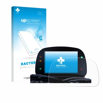 Front side of a product packaging with the brand logo upscreen. Next to it is the device Moto Morini Seiemmezzo TFT Display 5
