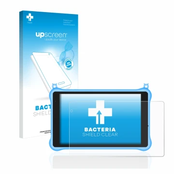 Front side of a product packaging with the brand logo upscreen. Next to it is the device Blackview Tab 5 Kids shown with the c