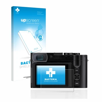 Front side of a product packaging with the brand logo upscreen. Next to it is the device Leica Q3 shown with the corresponding