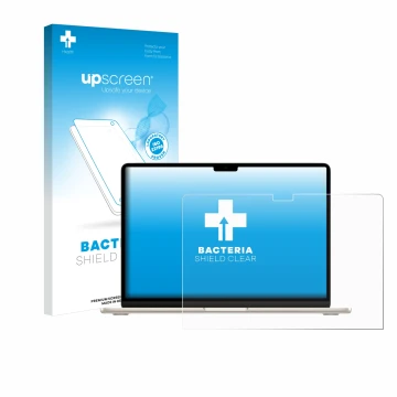 Front side of a product packaging with the brand logo upscreen. Next to it is the device Apple MacBook Air 15