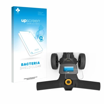 Front side of a product packaging with the brand logo upscreen. Next to it is the device PowaKaddy FX3 shown with the correspo