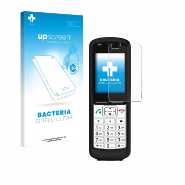 Front side of a product packaging with the brand logo upscreen. Next to it is the device Unify OpenScape DECT Phone R6 shown w