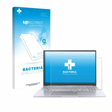 Front side of a product packaging with the brand logo upscreen. Next to it is the device ASUS Vivobook 16 M1605 shown with the