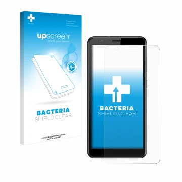 Front side of a product packaging with the brand logo upscreen. Next to it is the device ZTE Blade A31 shown with the correspo